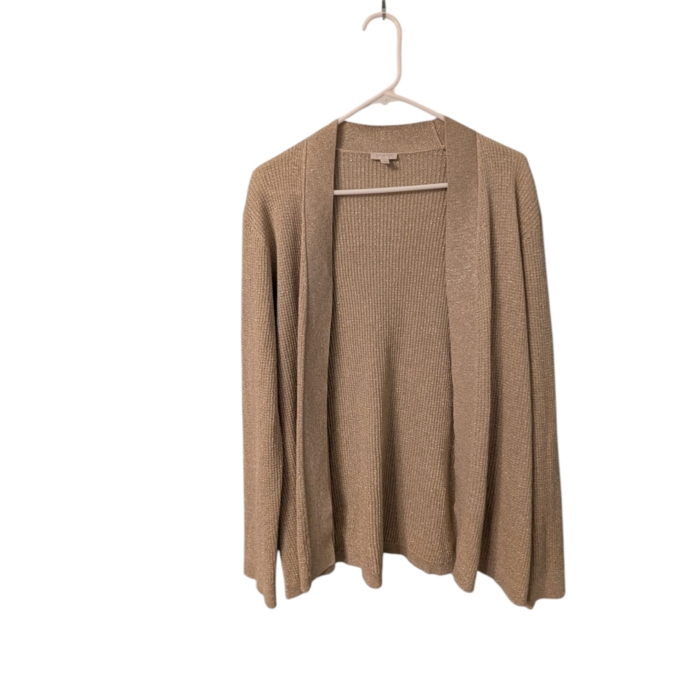 Talbots Gold Glittery Open Front Sweater, Large